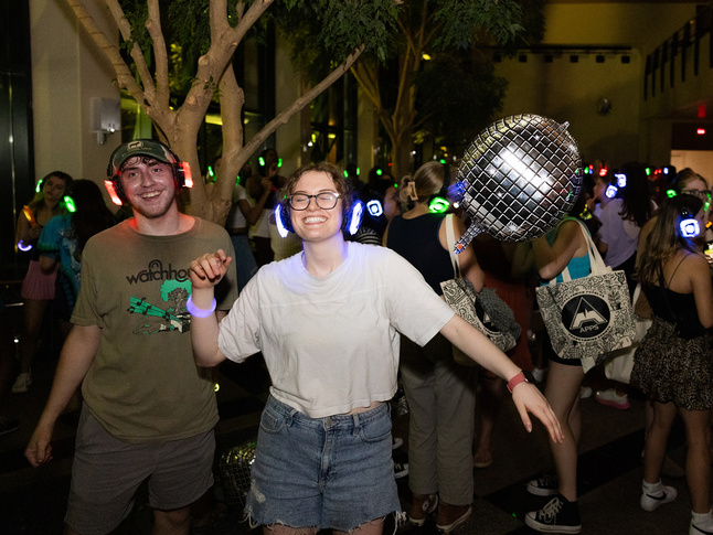Students dancing at a rave